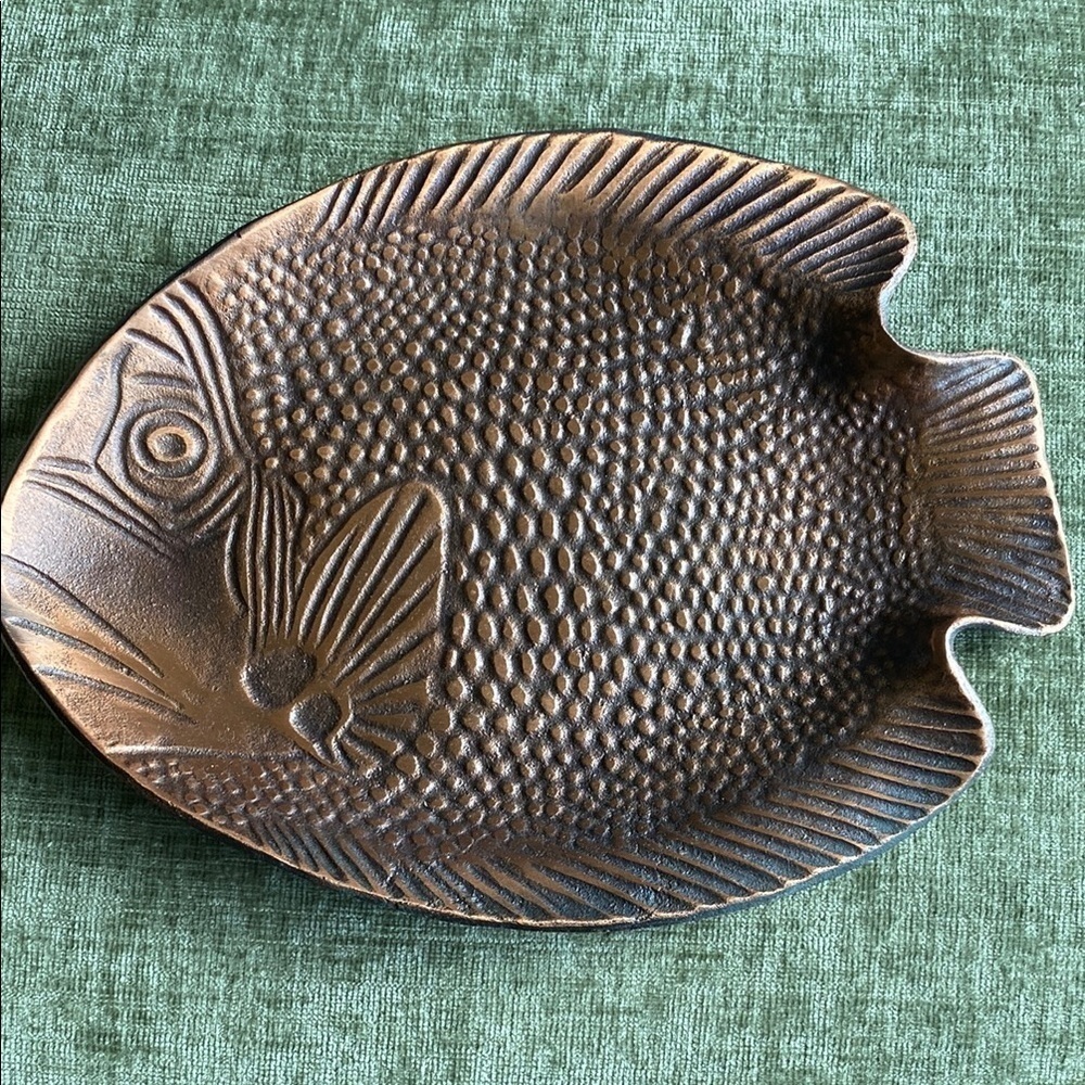 Vintage Old Dutch Copper Fish Candy Dish Platter w/ Original Box